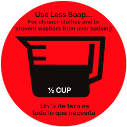 S-SOAP-1-2 - Decal Use Less Soap 1/2 cup S-SOAP-1-2 - Decal Use Less Soap 1/2 cup